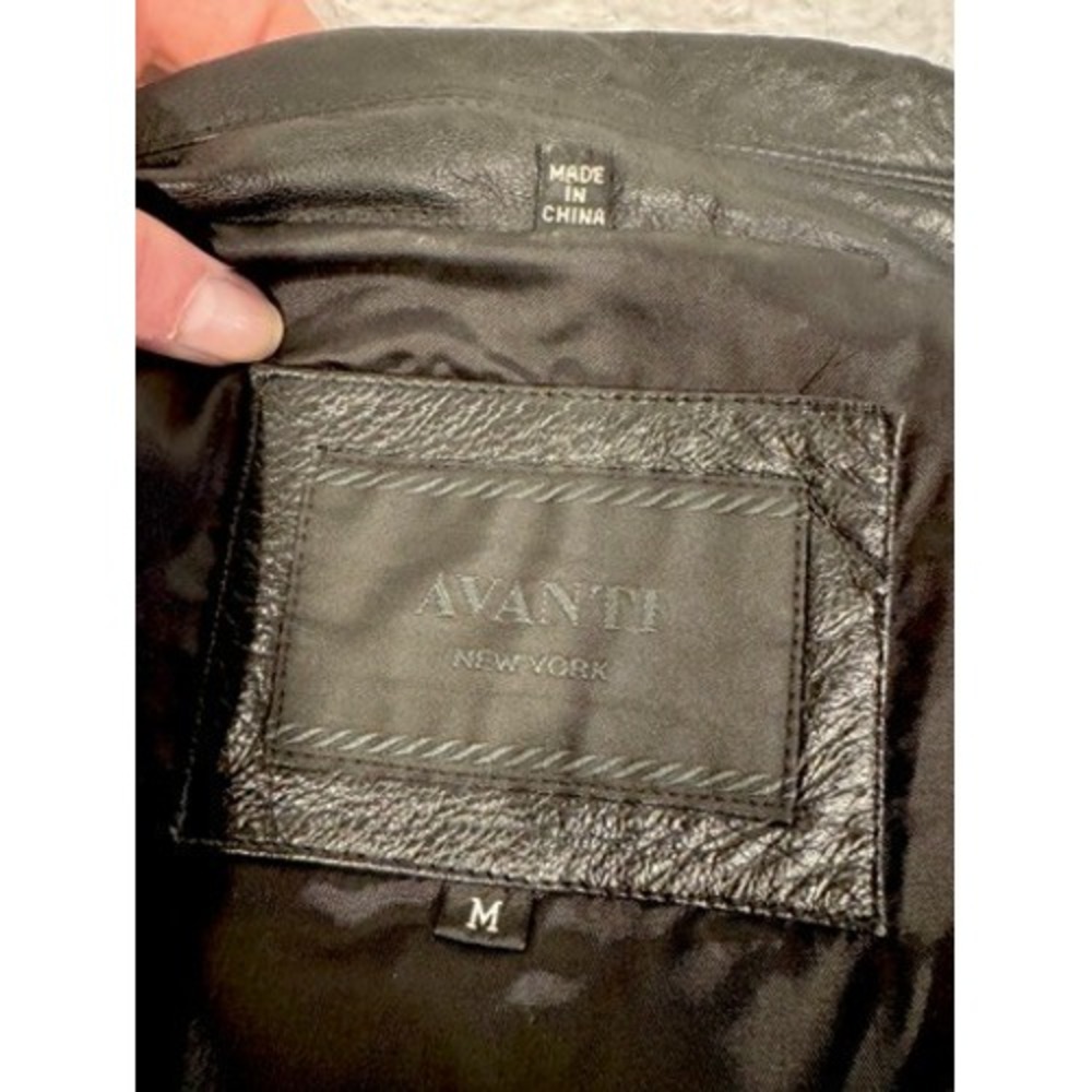 Vintage | Y2K Avanti New York‎ Womens Black Genuine Leather Zip Up Jacket Size M - Picture 5 of 7